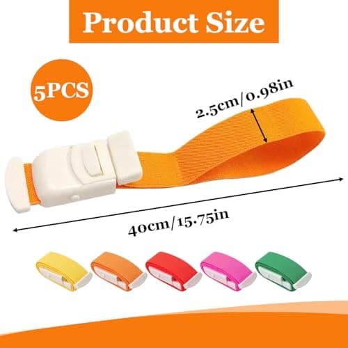 5 PCS Adjustable Tourniquets, Multicolor Reusable Tourniquets with Quick Release Buckle for Nurses First Aid Blood Stop Belt for Home and Outdoor Sports — view 2