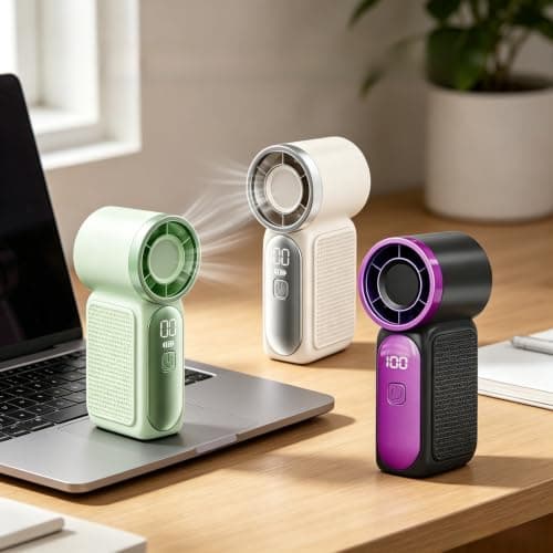 dididudi 3Pack Portable Turbo Handheld Fan, Mini USB Rechargeable Personal Pocket Fan, 5 Adjustable Speeds Small Travel Cooling Fan with LED Digital Display, Hand Held Fan for Outdoor Office Travel — view 5