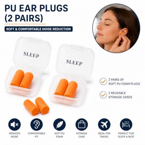 JYW Travel Comfort Set with Memory Foam Neck Pillow, Polar Fleece Blanket, 3D Sleep Eye Mask, 2 Pairs PU Ear Plugs & Oxford Storage Bag | Flight & Travel Accessories Kit | Black — view 4