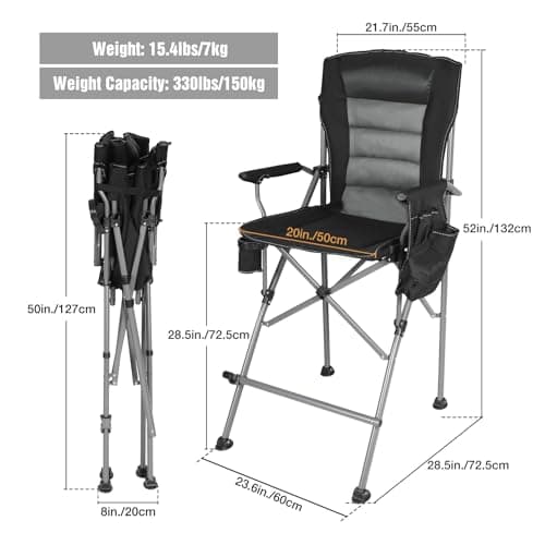 REDCAMP Tall Folding Directors Chair with Footrest, 300 lb Capacity，Black — view 3