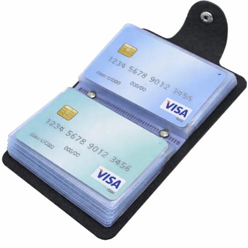 Fat-catz-copy-catz 24 Slots Black Credit Card Holder PU Leather Wallet Travel Debit Bank Organiser Business ID