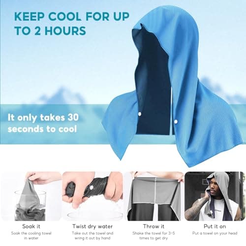Cooling Hoodie Towel, 3 Pcs Microfiber Towel Wrap Neck Towel 60 × 30 cm — view 3