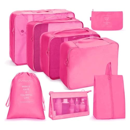 OSDUE Packing Cubes for Suitcase, 8PCS Thickening Travel Organiser Packing Bags Lightweight Travel Accessories Organizers Essentials Clothes Shoes Cosmetics Toiletries Storage Bags