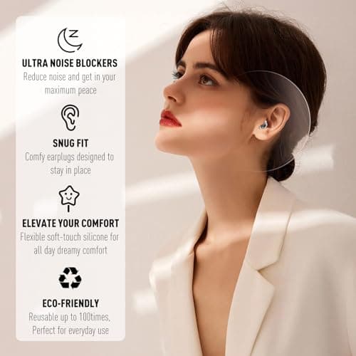 Naiicute Ear Plugs for Sleep, Comfy Reusable Hearing Protection, 2 Pairs — view 3