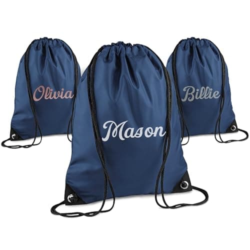 Print Maniacs Personalised Drawstring Bag for Kids Back to School PE Bag, Swim Bag with Name Ideal for Boys, Girls, Toddlers,and Primary School Students Perfect School Bag French Navy