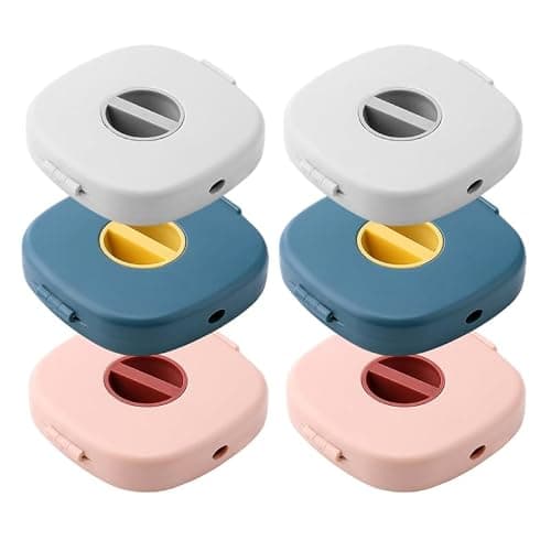DOITOOL Rotating Data Cable Storage Box 6-Pack Portable Charging Cable Organizers for Phone and Headphone Cord Management Compact Travel and Desktop Wire Storage