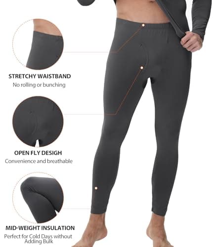 wirarpa Men's Thermal Underwear Set Long Johns Top & Bottom Navy 3XL — view 3