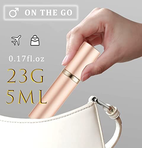 Travelofo Mini Perfume Bottles, Refillable Spray Dispenser, 5ml Leak-Proof Atomiser for Travel, Luxury Gift for Men & Women (Gold) — view 6