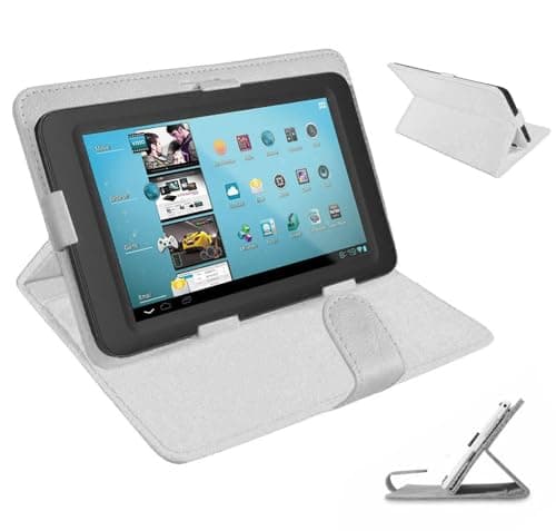 Universal Case for All 10 inch Tablet,Cover for 10.1 inch Tab, Travel Portable Protective Folio Leather Stand Shell for All Kinds of 9.6-10.5 inch Android/iOS/Windows Tablet (White)