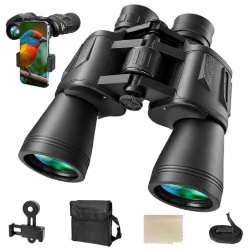 20x50 High Power Binoculars for Adults, Long Distance Binoculars with Phone Adapter, BAK4 Prism and FMC Lenses, Waterproof for Bird Watching, Hunting, Travel, Stargazing and Sports Events