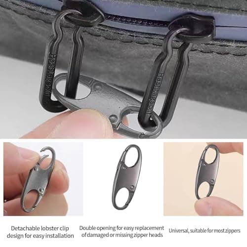 CSLGDMAI 6PCS Zipper Lock Clips,Outdoor Travel Clip, Gunmetal+Black+Silver — view 3