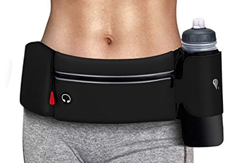 simptech Running Belt Bag with Foldable Water Bottle Holder(Bottles NOT Included), No Bounce Large Pocket Water Resistant Fanny Waist Pack, Hydration Running Phone Holder for Men and Women