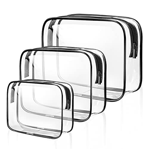 SLIJAR Clear Travel Toiletries Bag, 3 PCS Portable Waterproof Toiletry Bags for Women and Men, Clear Makeup Bags PVC Cosmetic Bag, Travel Accessories Wash Bag for Travelling and Holiday