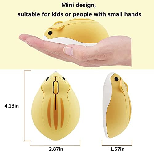 elec Space Cute Mini Hamster Shape Optical Mouse - Wireless, 1200 DPI, Noise Reduction, Ultra Portable Travel Mouse, 2.4 GHz USB Unifying Receiver, for PC, Mac, Laptop, Kids, Girl Gift (Yellow) — view 5