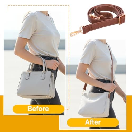 YBEATY Purse Strap Replacement Genuine Leather Strap Adjustable Crossbody Bag Straps Shoulder Extended Long Thin Black Handbags for Women Handbags Purse Extender Chain Straps Crossbody (coffee brown) — view 6