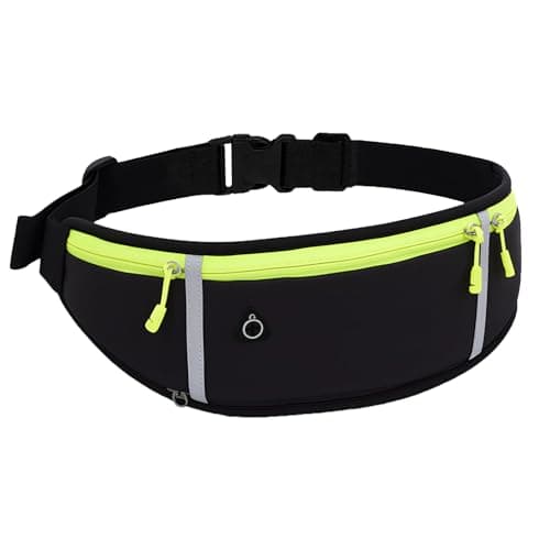 Running Belt Waist Pack Adjustable Fanny Pack, Large Capacity Sports Bum Bag, Water Resistant Running Pouch, Waist Belt for Phone & Water Bottle Holder, Multiple Pockets & Headphone Port for Men Women