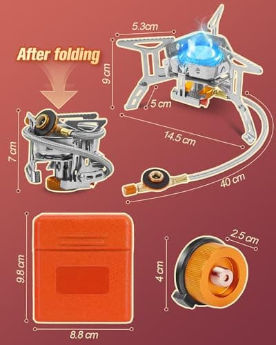 Portable Camping Gas Stove 3500W with Piezo Ignition, Windproof Outdoor Gas Burner with Carry Case, Adapters & Converters for Camping, Hiking, BBQ, Backpacking, Fishing & Picnic Cooking — view 5