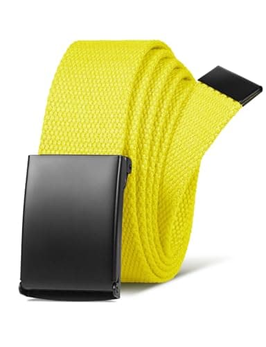 LXMY Belts for Men,Work Belts for Men,Mens and Womens Adjustable Canvas Fabric Nylon Golf Belt Fits Anywhere (Yellow)