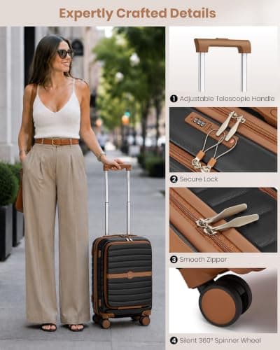 Kono Cabin Suitcase with Laptop Compartment 21 Inch ABS+PC Carry On Luggage — view 5