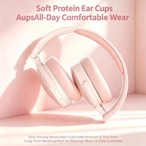 MGHOAQFRK Wireless Bluetooth Headphones Over Ear,HiFi Foldable Noise Reduction Wireless Headset with Microphone,Stereo Headphone with Deep Bass Long Battery Life, Earphone for Travel/Work/Study/Sport — view 3