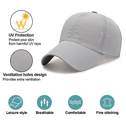 Baynetin Mens Breathable Mesh Baseball Cap,Quick Dry Ultralight Outdoor Sports Hat Adjustable Travel Summer Cap (Grey) — view 2