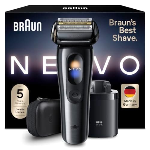 Braun NEVO Men’s Electric Shaver with AeroTouch Technology for A No Compromise Shave. Smart Display. Includes Care 7in1 System, Travel Case, NEVO15115C, Graphite