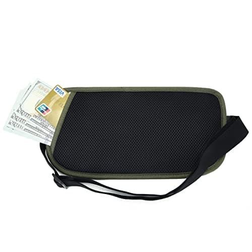 RFID Blocking Money Belt for Men Women, Slim Fanny Pack for Travel，Running,Conceal Waist Wallet for Passport Holder,Phone,Cash(Dark Olive Green) — view 4