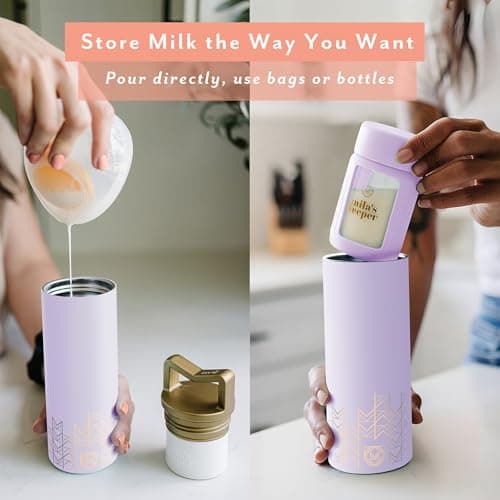 Mila's Keeper Portable Insulated Breast Milk Cooler | 20 Hr Storage | Cooler & Ice Pack for Travel | Works with All Leading Pumps | Lavender Fields — view 3