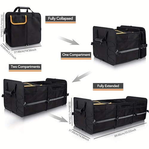 Car Boot Organiser with Cooler Bag, Large Collapsible Trunk Organizer — view 4