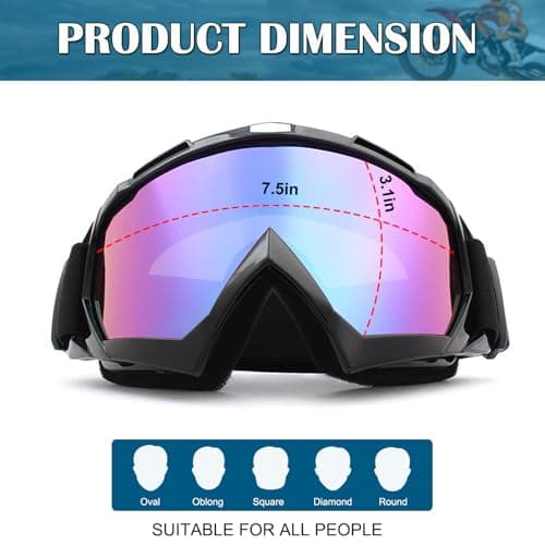 XITUADDA Dirt Bike Goggles with Neck Gaiter for Men Women Youth, Motorcycle Riding Motocross ATV Ski Goggles — view 2