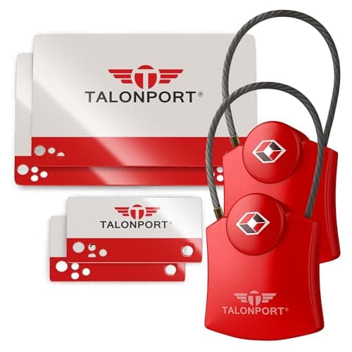 Talonport Keyless TSA Approved Suitcase Luggage Locks, Red