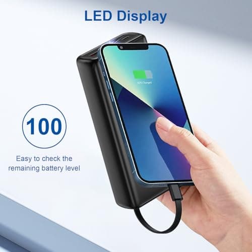 Power Bank Fast Charging 20000mAh, 22.5W Portable Charger with LCD Display, Built-in 4 Cables&6-Device Charging Compatible with iPhone, Android, iPad, No Extra Cords Needed for Travel, Work, Emergency — view 6