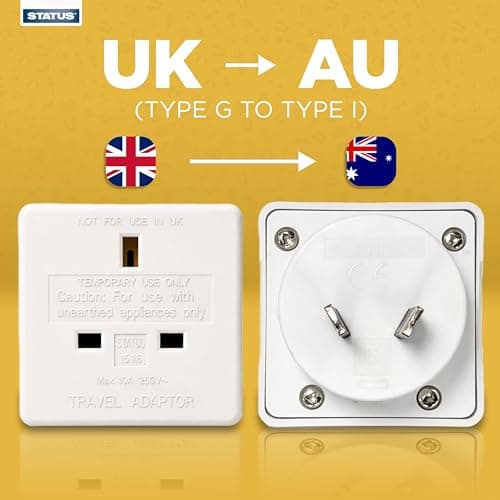 STATUS Australian Travel Adaptor Plug, Single Socket Power Adapter for UK Devices in Australia & New Zealand, Compact Travel Converter, White (SAUSTAB112) — view 3