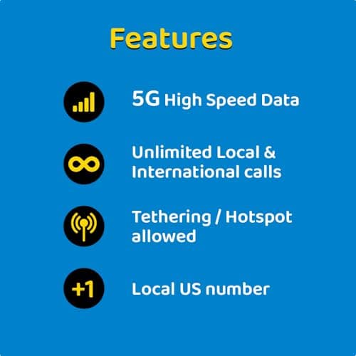 USA eSIM for Tourists 30 Days 12 GB Data on High Coverage Network | Unlimited Local & International Calls | Free Call Home | Get eSIM Same Day! | Hotspot and Tethering allowed — view 2