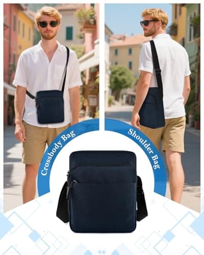BROTOU Large Unisex Crossbody Shoulder Bag, Waterproof Chest Bag with Wide Adjustable Strap, Casual Chest Sling Bag, Travel Hiking Daypack (Blue) — view 2