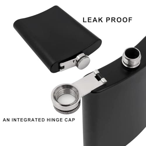 12 Pack 8 oz Hip Flasks with Funnels, Black Stainless Steel Pocket Flasks — view 6