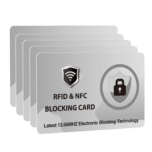 DevTech IT RFID Blocking Cards, 5 Pack Contactless/NFC Bank Card Protectors for Wallets and Purses, Silver Finish