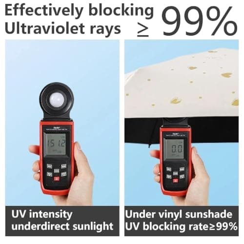 HUANYO Heart Pattern Umbrella - Windproof Compact Folding Umbrella with Auto Open & Close, Portable Travel Umbrella for Women & Men, (Love Black) — view 4