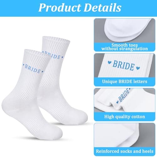 Yuomeaz White Bride Socks for Women, Soft Cotton Wedding Socks for Bride, Bridal Sock for Bridal Gift, Wedding, Engagement Essentials — view 5