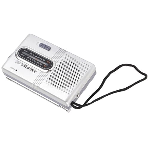 LUCKDANO AM FM Radio, Portable Pocket Transistor Radio with 5W Speaker and Earphone Jack, for Home Outdoor Travel Emergency Silver Gray