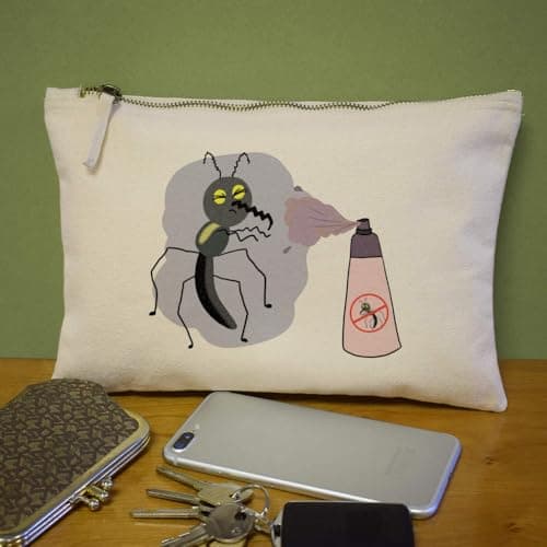Azeeda 'Bug With Spray' Canvas Zip Clutch Bag (CL00044404) — view 2