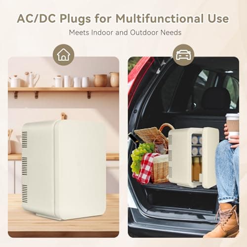 ARTETHYS Mini Fridge for Bedrooms, 10L Small Car Fridge, Beige — view 5