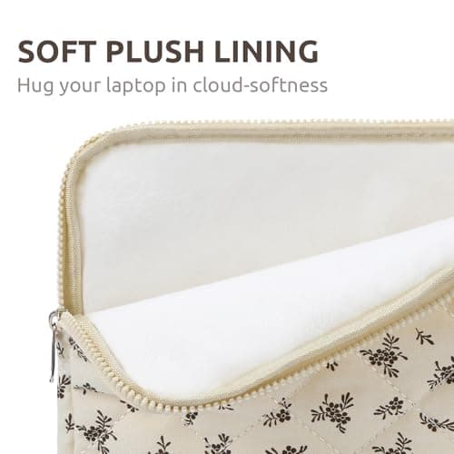 Puffy Laptop Sleeve 13 Inch Cute Floral Laptop Case Soft Quilted Computer Sleeve Protective Cover for MacBook, iPad, Notebook, Chromebook — view 4