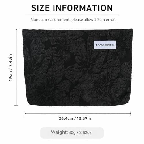 Make Up Bag Travel Toiletry Bag for Women Large Cosmetic Bags Small Black Pouch with Metal Zipper Mini Makeup Organiser Bag for Daily Use and Gym — view 2