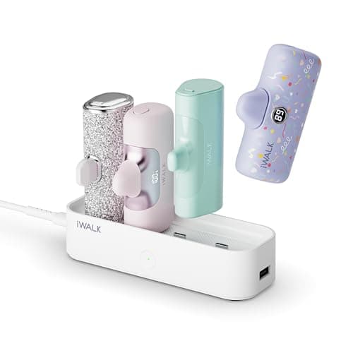 iWALK Portable Charger Station for 4500mAh, 4800mAh, 5000mAh Power Bank for iPhone Charging Station Multiple USB-C Family-sized Charger Station for Home(Station Only),White