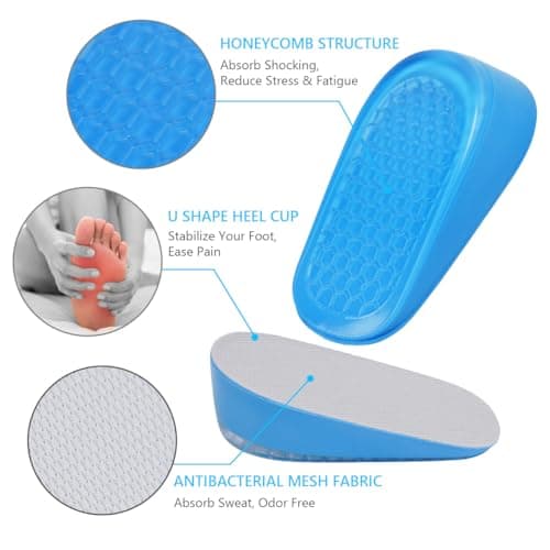 URAQT Gel Heel Lift Inserts, Shock Absorbing Cushion, 3.5cm Height, Men L — view 2