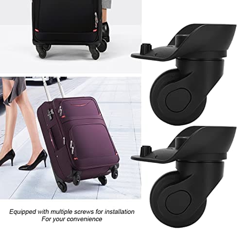 Gsycle 1 Pair Luggage Wheels Replacement, Black Travel Suitcase Caster Repair Kits Suitcase Mute Single Row Wheel Outdoor Supplies with Screws for Luggage — view 3