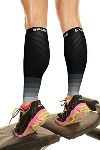 Physix Compression Calf Sleeve, Replaces Women's Compression Stockings and Men's Compression Socks for Crossfit, Triathlon, Plane Travel (1 Pair Black/Grey S/M - M/L), Black/Grey (1 Pair), S/M - M/L |