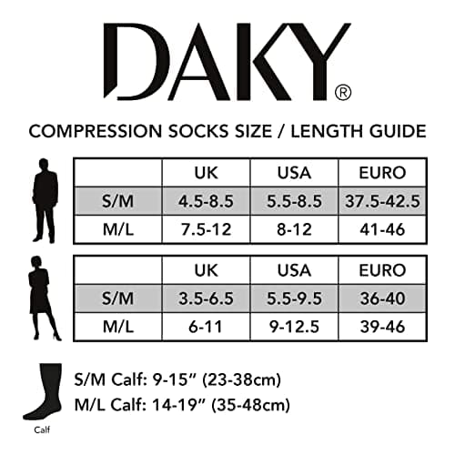 DAKY Compression Socks for Men Women - Athletic, Hiking, Walking, Running, Sports - Travel, Flight, Pregnancy Socks - 3 Pack (UK, Alpha, S, M, Regular, Regular, Elite, Orange, Skyline) — view 5
