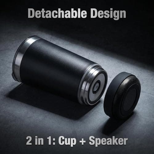 Wunuii 16oz Bluetooths Speaker Tumbler | 304 Stainless Steel Insulated Mug | Detachable Wireless Bluetooths Music Cup | Included USB-C Charging Cable for Travel, Party, Outdoor — view 4